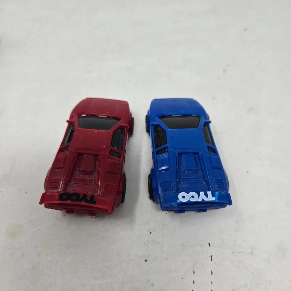 Vintage Tyco Slot Cars Lamborghini Countach Red Blue HO Scale with Controller